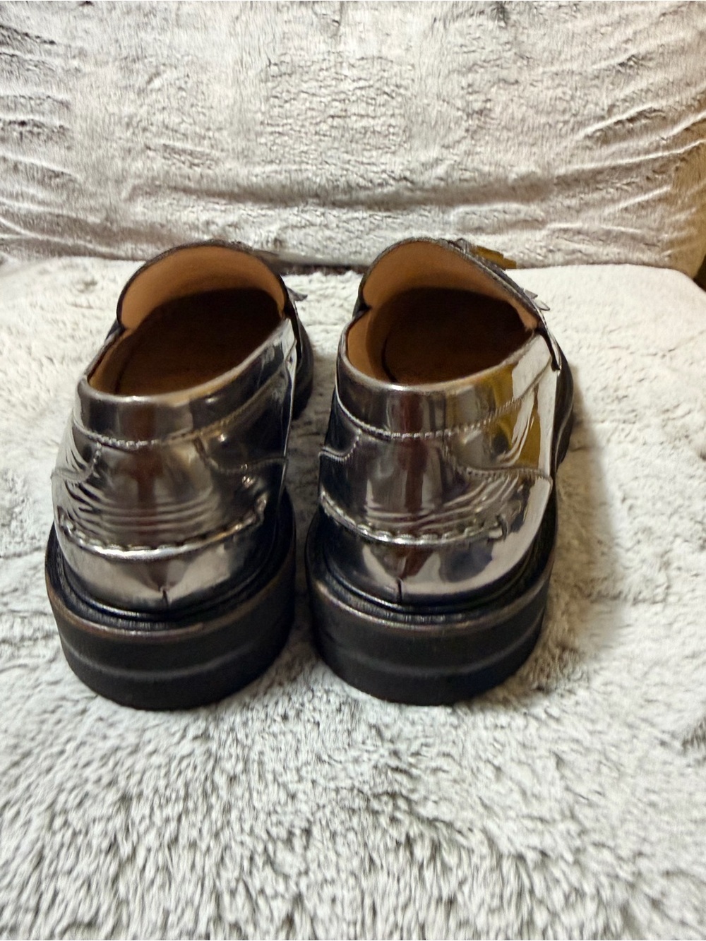 Stuart Weitzman Metallic Silver Tassel Fringe Loafers - Picture 3 of 6